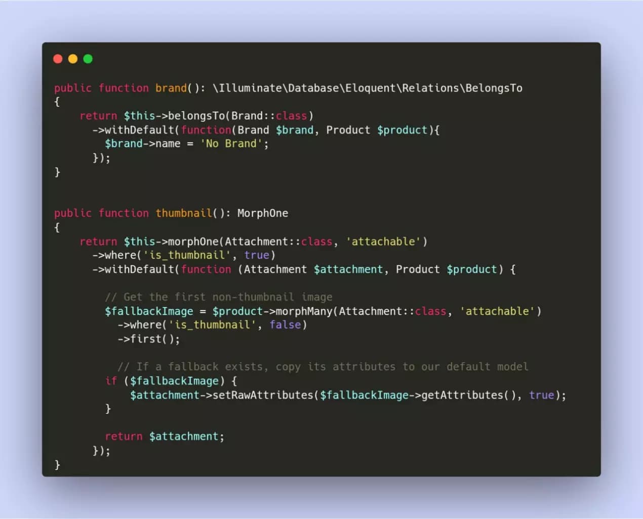 استفاده از متد withDefault در Eloquent برای حذف شرط‌های Null در ریلیشن‌ها
